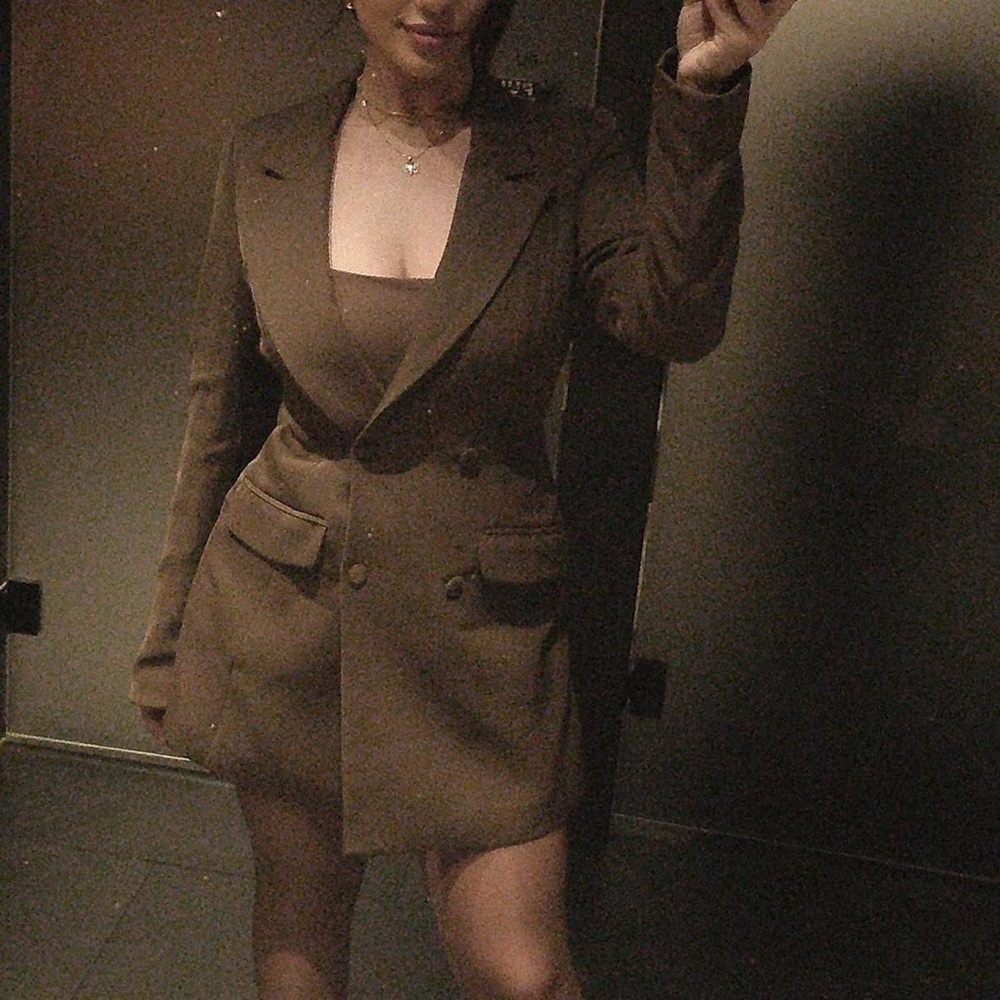 Meshki Open-Back Brown Double-Breasted Women’s Dress